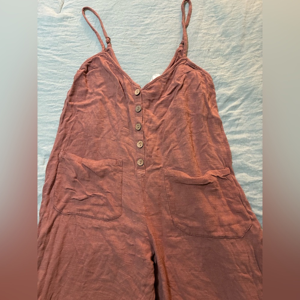 By Together Terracotta Button-Front Jumpsuit